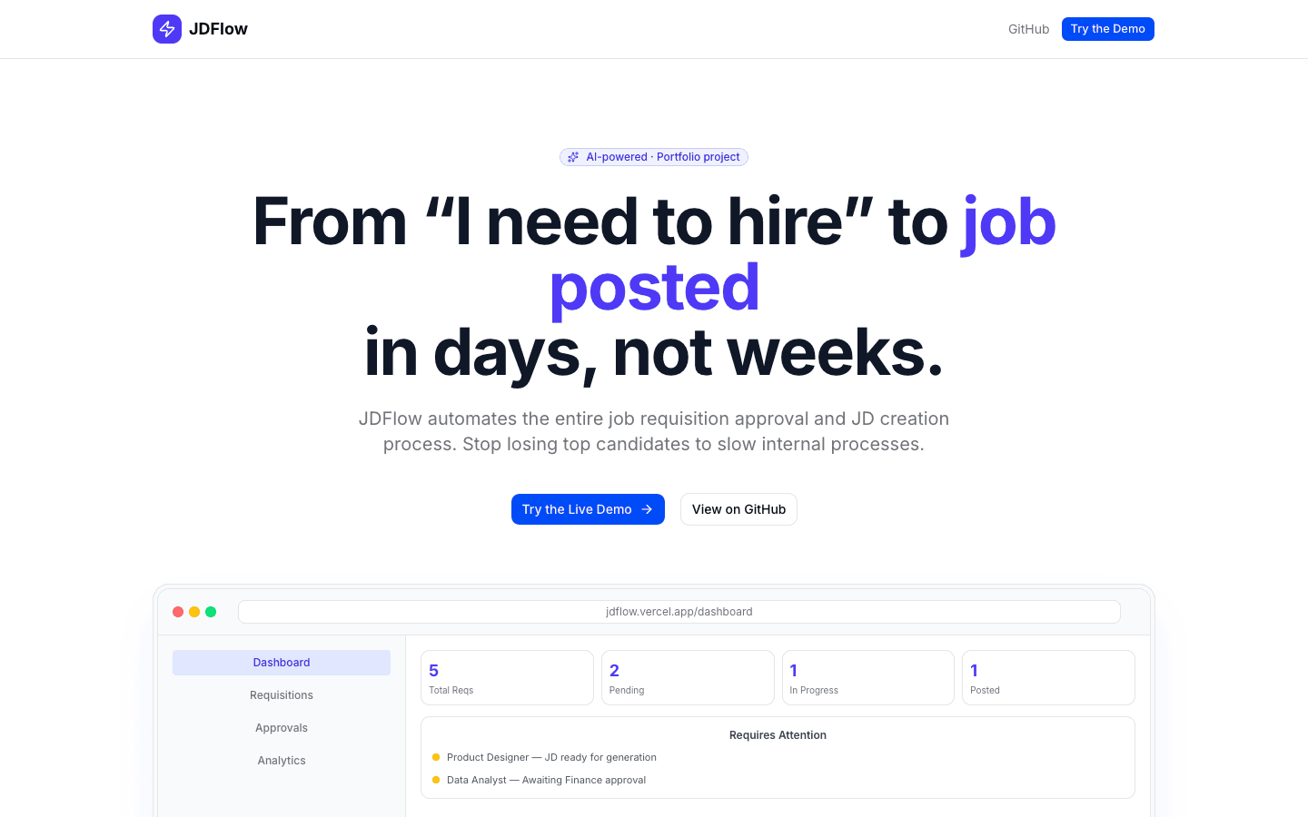 JDFlow Hiring Platform